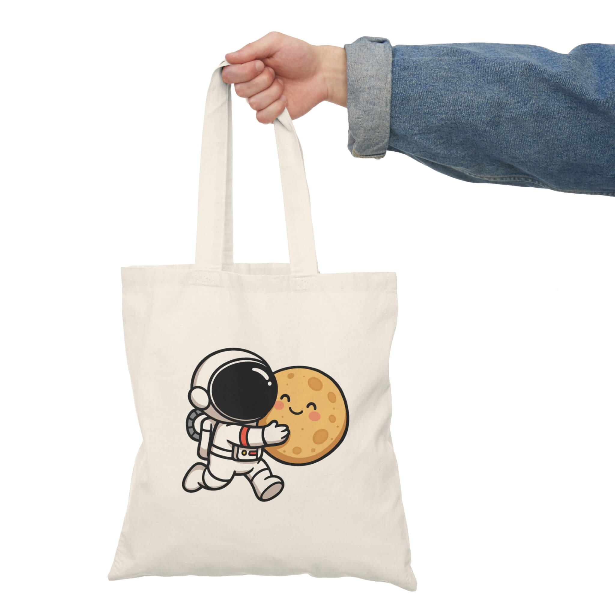 Astronaut Hugging Moon Tote Bag – Cute Eco Shopper Gift
