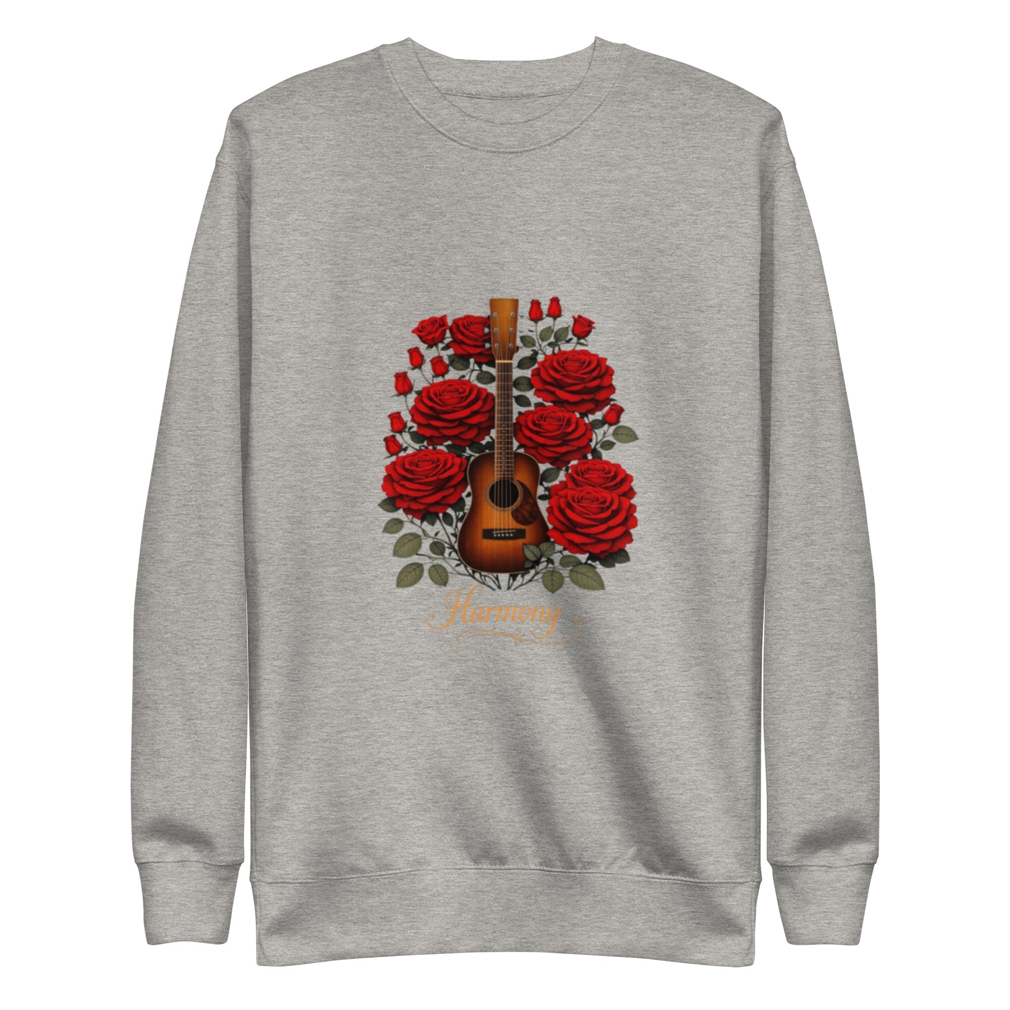 unisex premium sweatshirt charcoal heather ribbed crew neck long sleeves flat hem soft fleece lining