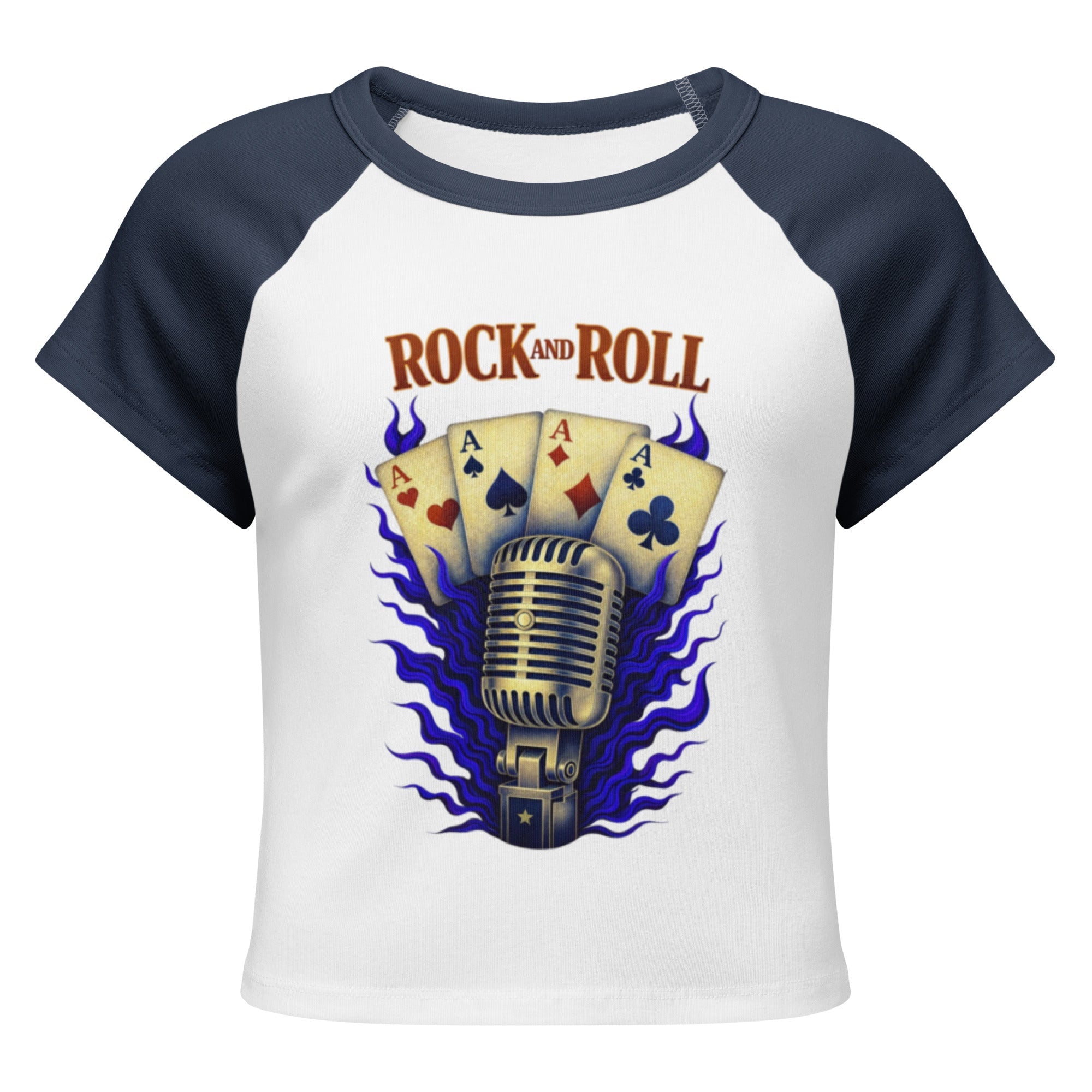 Women’s micro rib raglan baby tee with contrast sleeves and fitted silhouette in soft, stretchy fabric