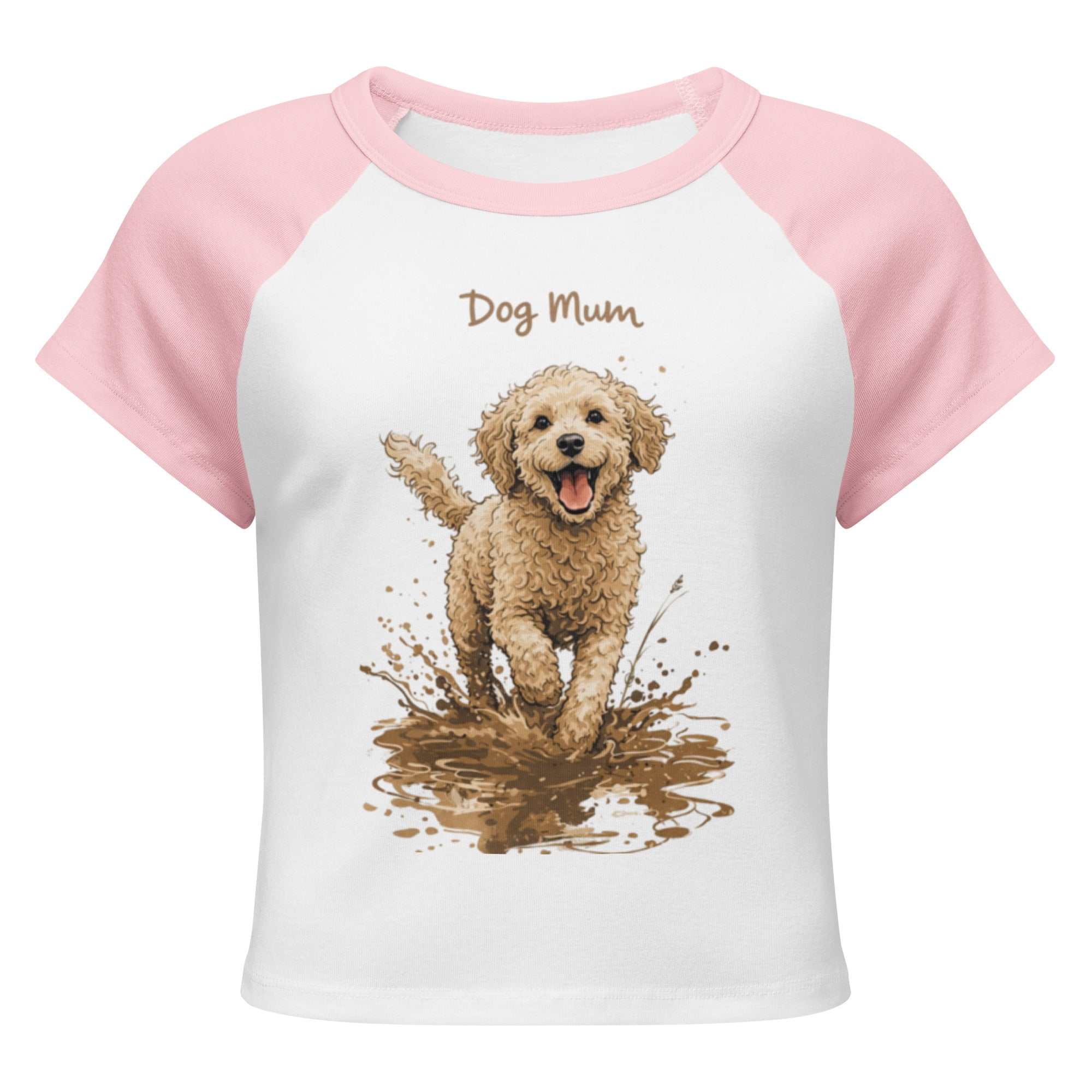 Women’s micro rib raglan baby tee with fitted cut and contrast sleeves in soft, stretchy fabric